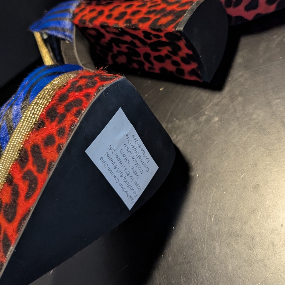 Jeffrey Campbell Blue and Red Animal Print Platforms - Picture 4 of 5
